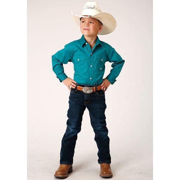 Roper Boy's Western Shirt - Long Sleeve, Snap, Turquoise 03-030-0265-4101