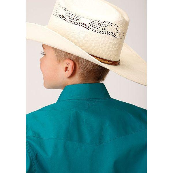 Roper Boy's Western Shirt - Long Sleeve, Snap, Turquoise 03-030-0265-4101