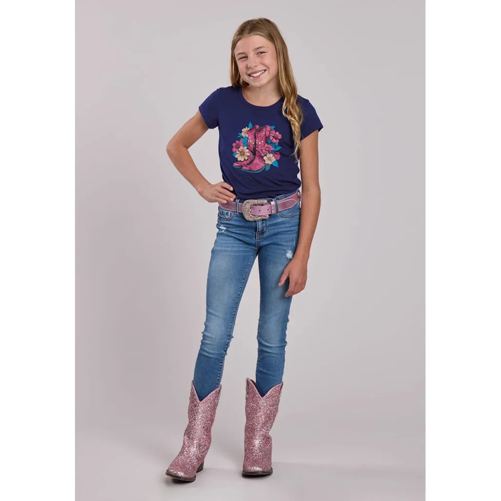 Girls Roper Poly Rayon Jersey Short Sleeve Shirt 03-009-0513-50556