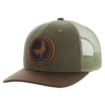Rooster Canvas Oil Leather Trucker Cap – One Size