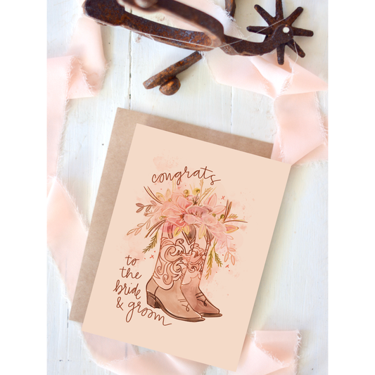 Congrats To the Bride and Groom Boots Western Wedding Card