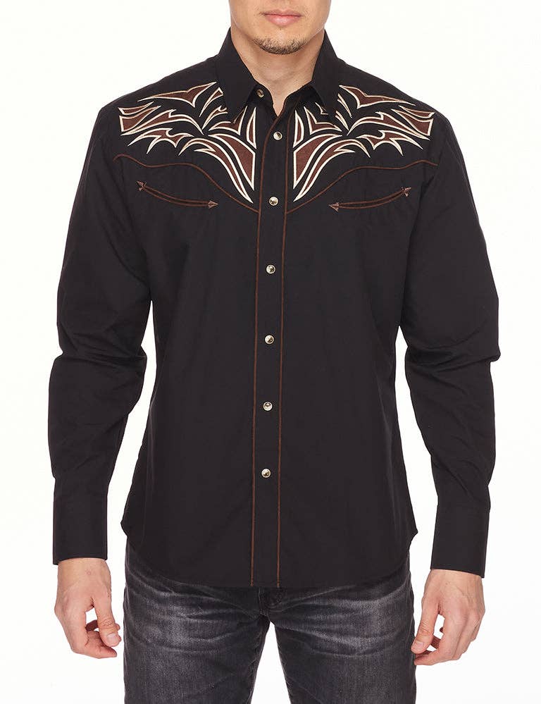 RODEO Men's Western Embroidery Cowboy Outfit Shirts