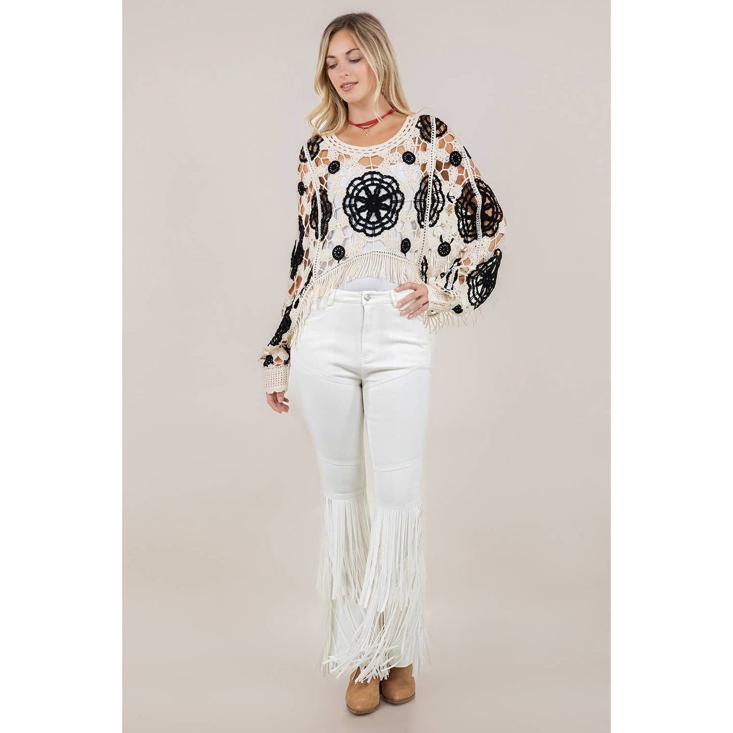 SIT 7097A FRINGED CROCHET TOP