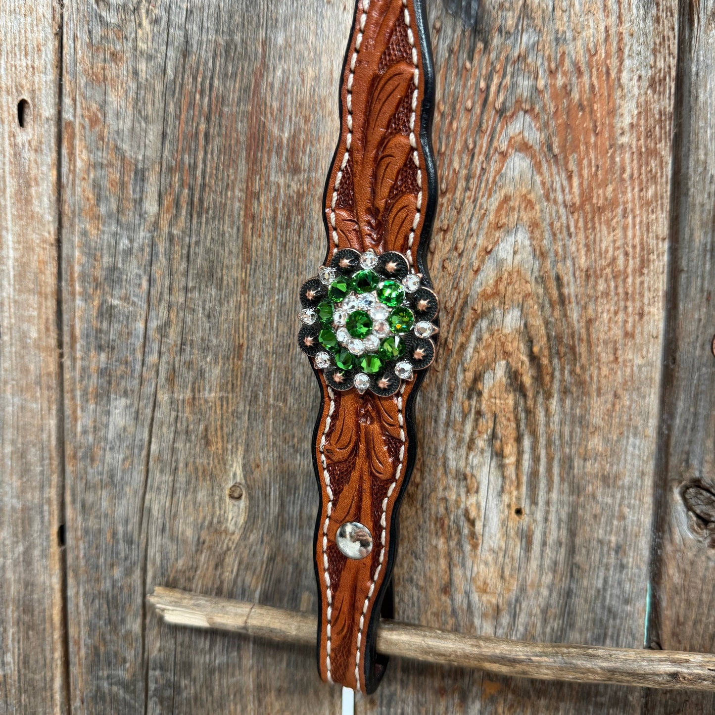 Rodeo Drive - Light Oil Floral Fern, Clear Browband/One Ear Breastcollar Tack Set #BBBC677