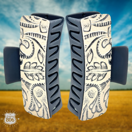 Hair Claw Clip - Western Leather Tooled