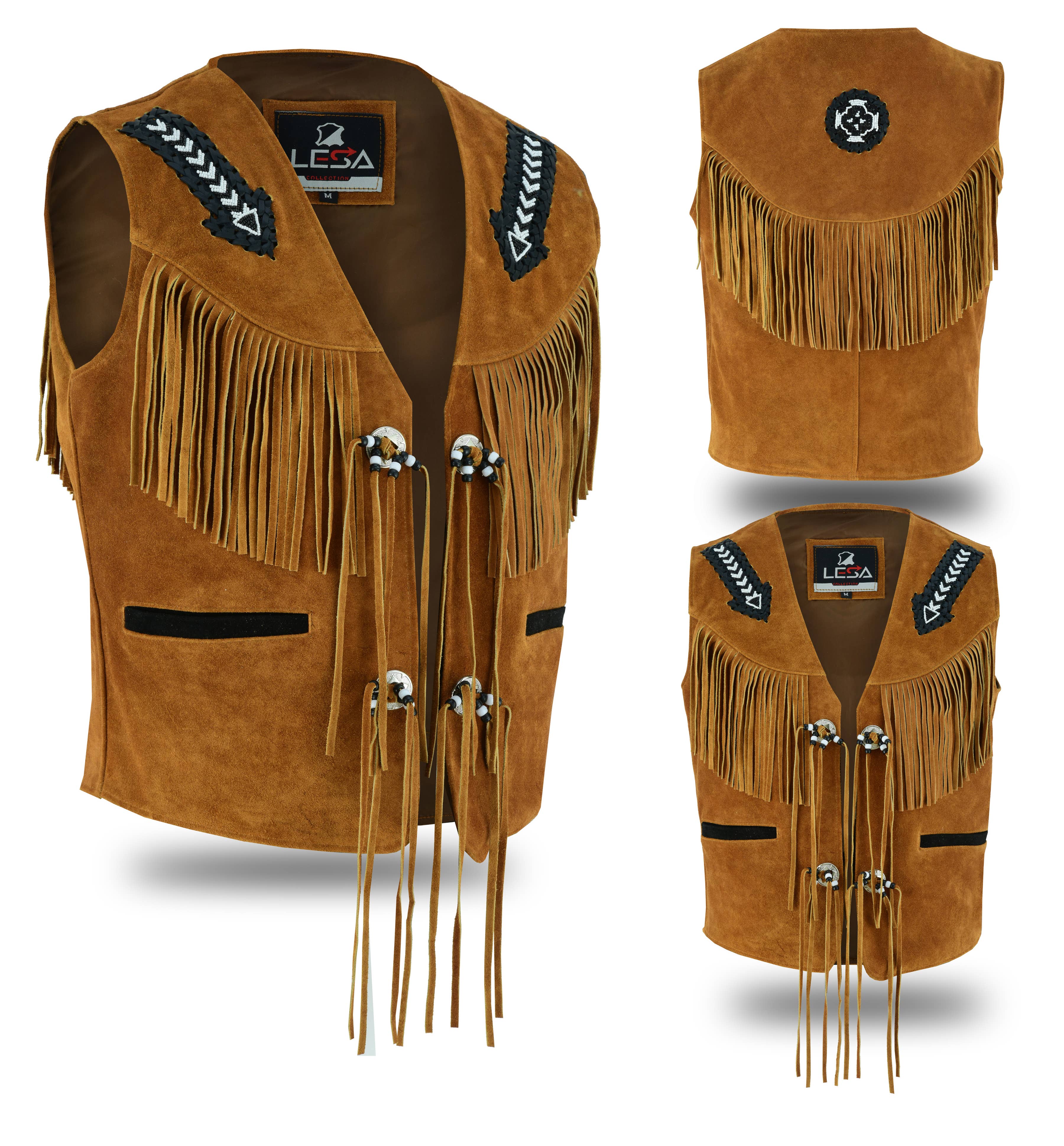 Suede Leather Vest with Fringes