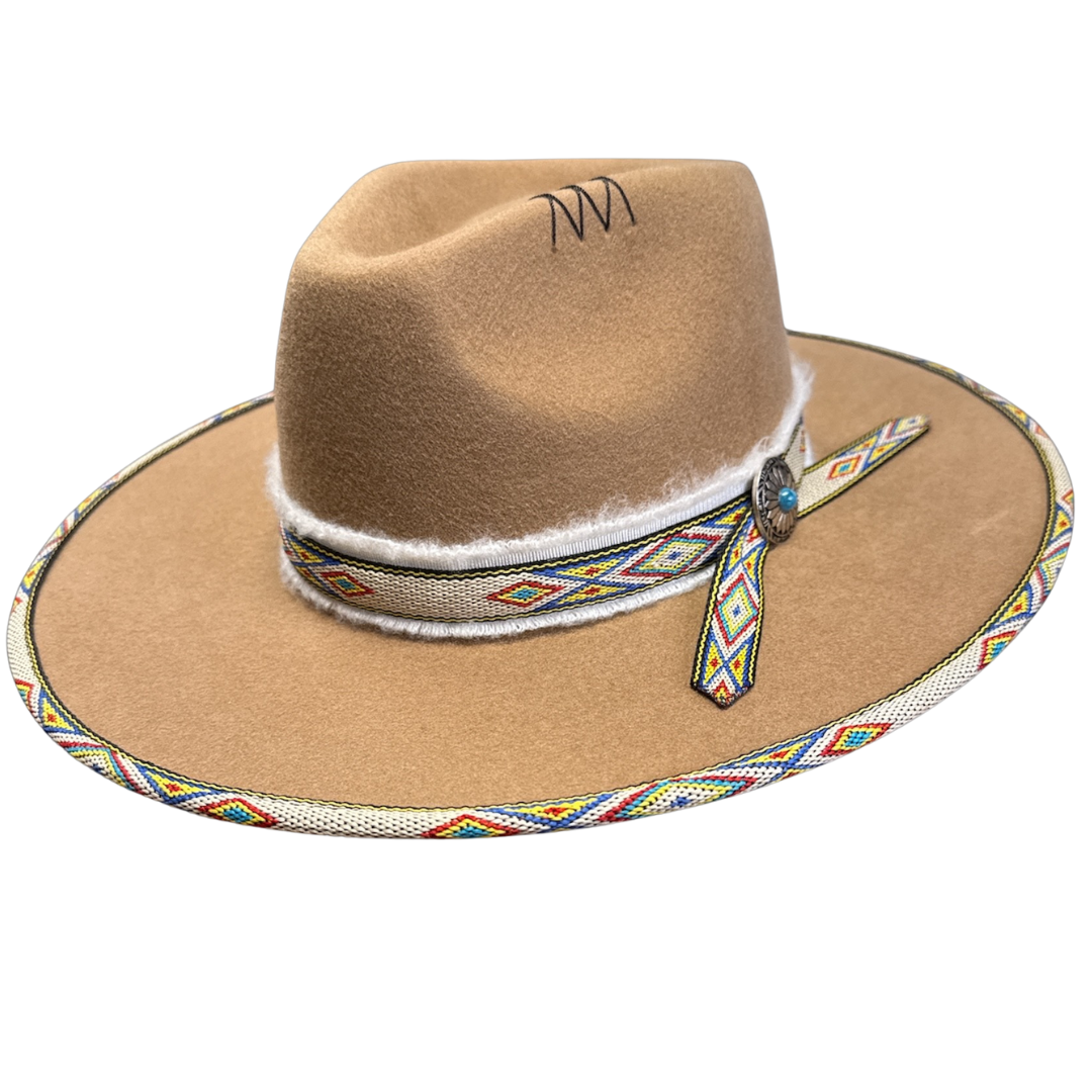 New 100% Wool Flat Brim Felt Fedora - Style Lakota