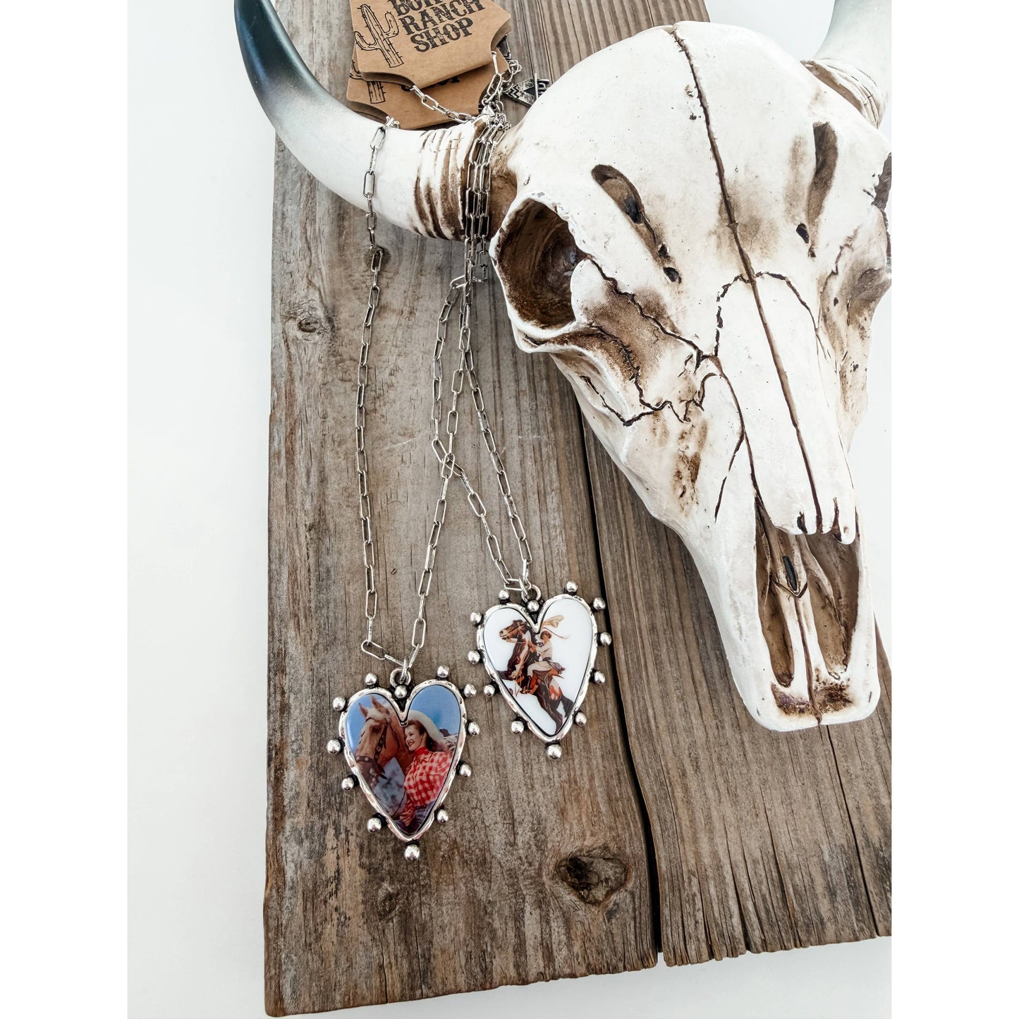 Western Cowgirl Photo Pendant Keepsake Heart Necklace