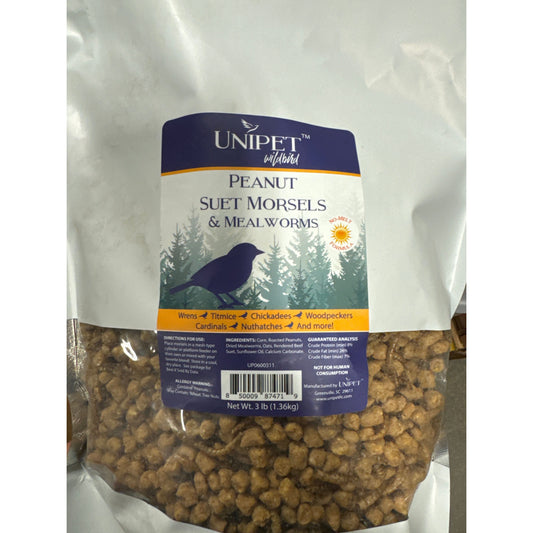 Unipet Wildbird Peanut Suet Morsels & Mealworms 3LB