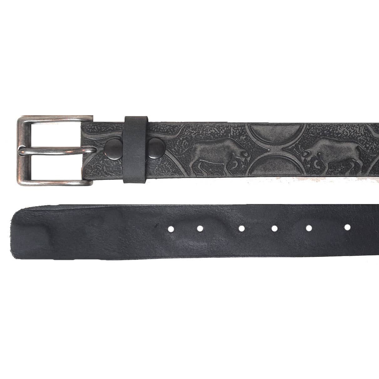 GENUINE LEATHER 40MM BULL HORN EMBOSSED BELT #1040