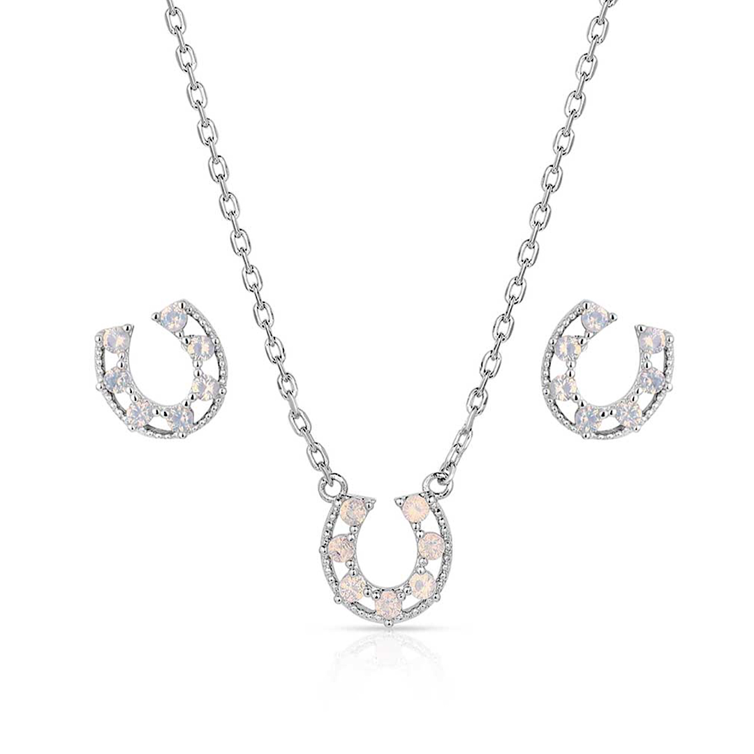 Delicate Glamour Opal Neckalce/Earring Set