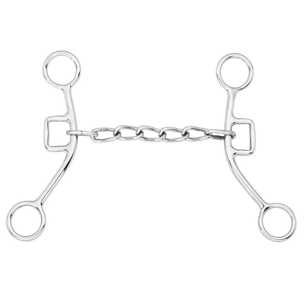 BAR H EQUINE Western Gag Bit with Chain Mouthpiece Stainless Steel