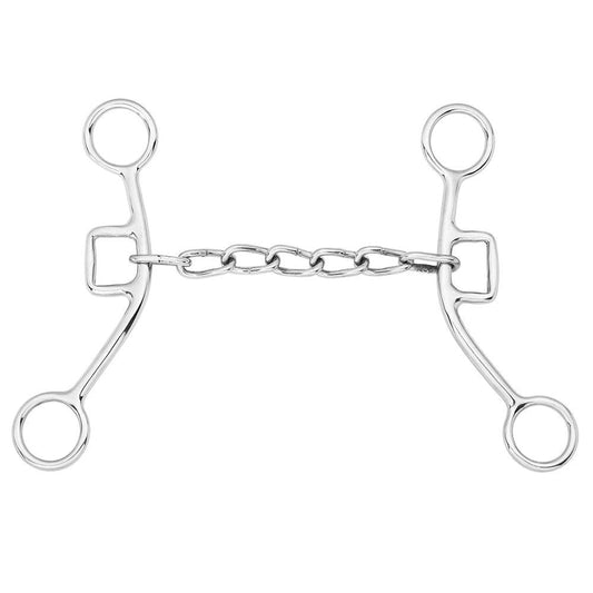 BAR H EQUINE Western Gag Bit with Chain Mouthpiece Stainless Steel