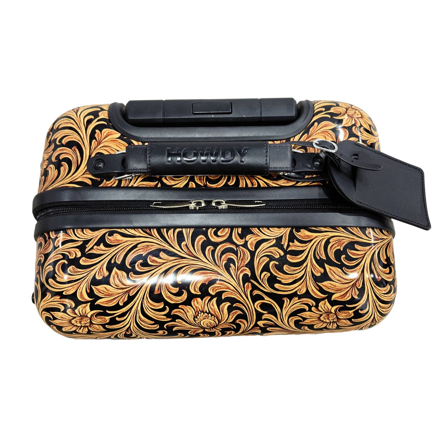 Floral tooling print luggage rolling suitcase 