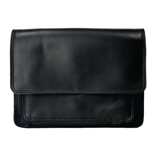 Rugged Earth - Black Leather Organizer Handbag