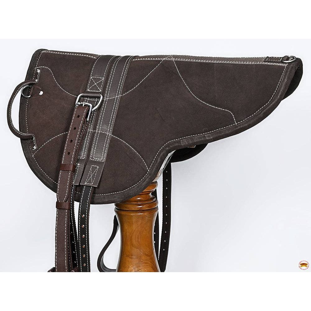 HILASON Natural Horsemanship Leather Bareback English Treeless Saddle Pad | Western Pads Baretek Riding for Horses