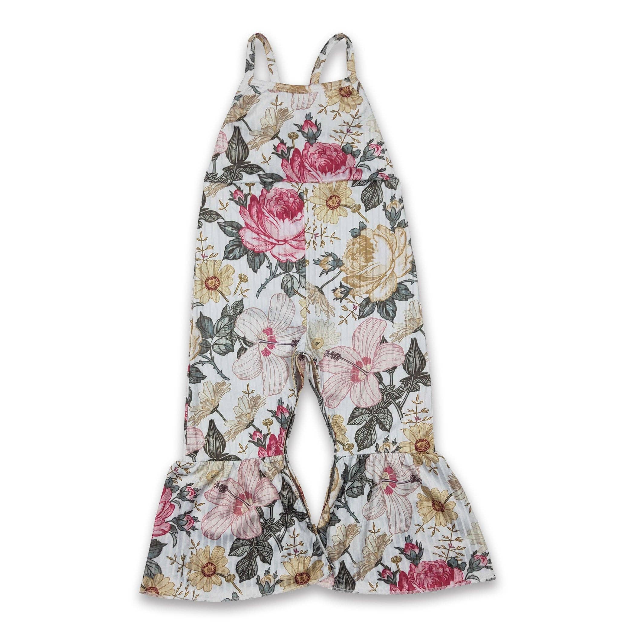 Floral Sleeveless Bell Bottom Baby Girls Floral Jumpsuit