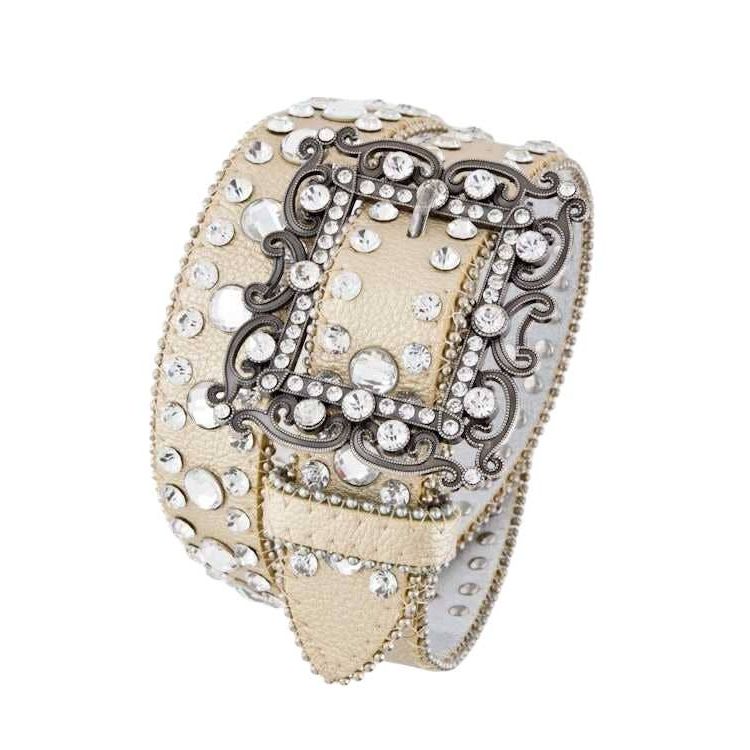 Motif Floral Crystal Buckle Fashion Belt