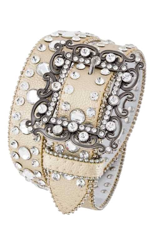 Motif Floral Crystal Buckle Fashion Belt