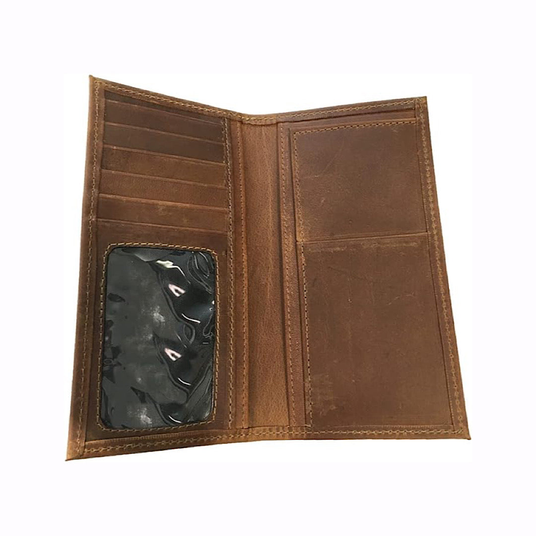 Twisted X - Brown Distressed Leather Men’s Checkbook Cover/Rodeo Wallet XWW-46