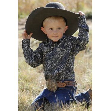 Cinch Toddler Match Dad Paisley Button Down-Black