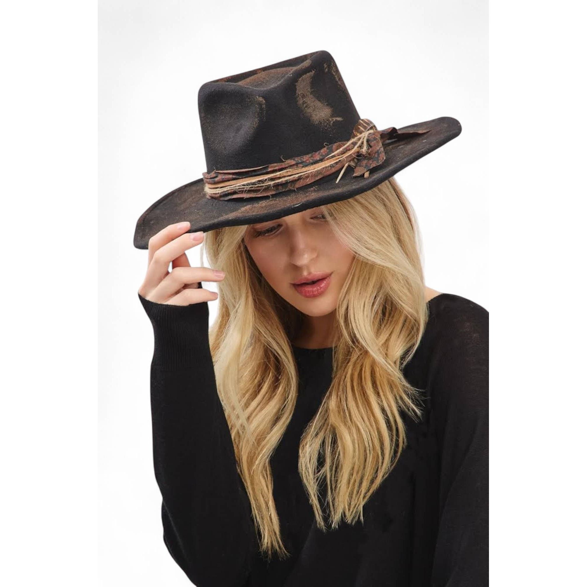 Distress Vintage Shapable Fedora Cowboy Hat MH0244