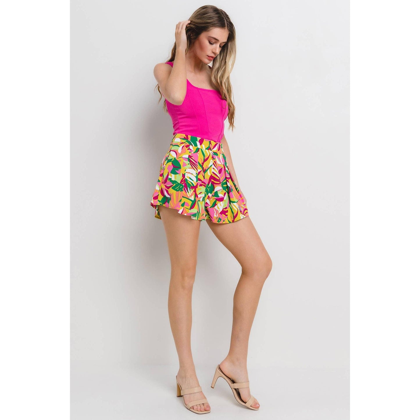 Nylon Apparel - T1352-Sd- Solid  Square Neck Crop Top