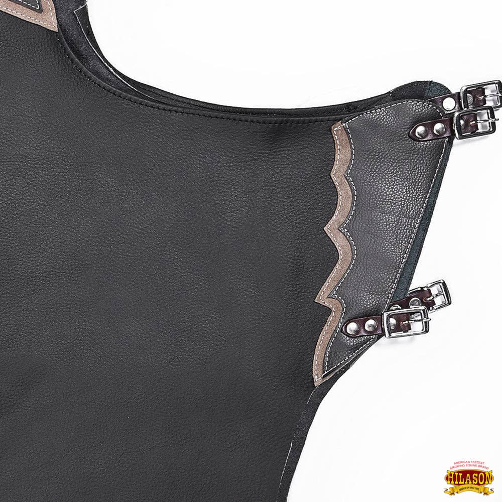 HILASON Adult Pro Rodeo Bronc Bull-Riding Genuine Leather Chinks | Handmade Chaps Western Riding for Adults Hand Tooled