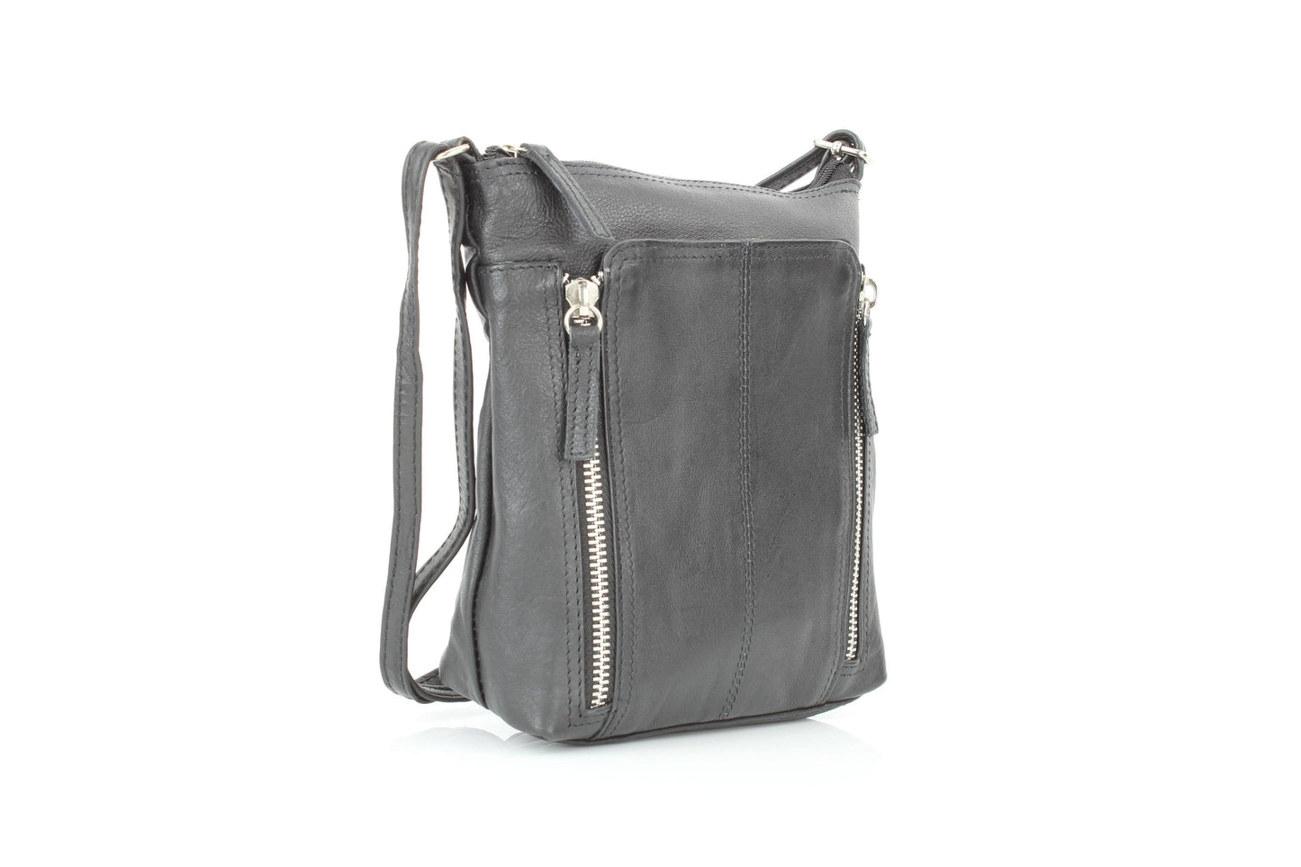 Anchorage Slim Leather Crossbody | Double Zip Detail RB 156