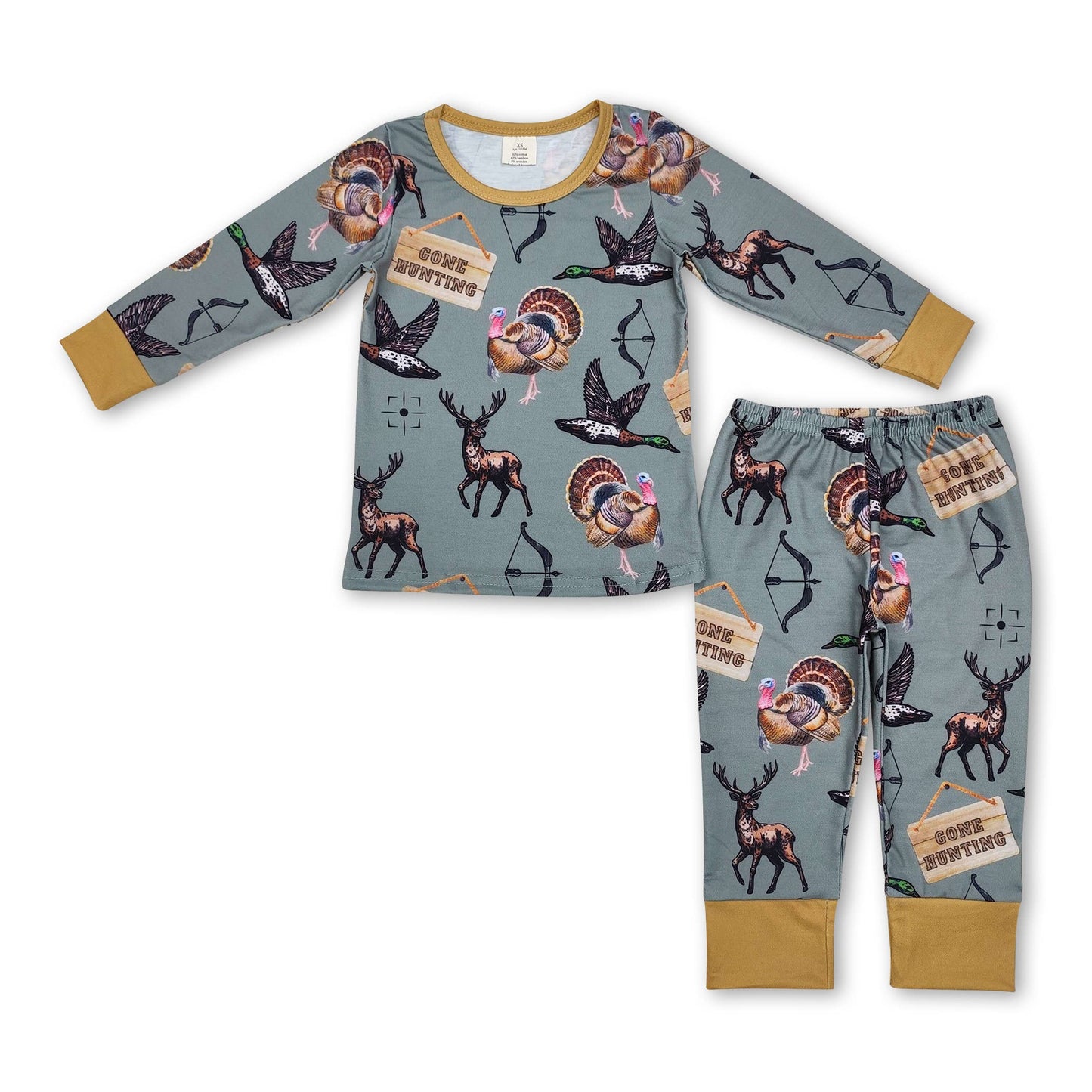 Gone hunting duck deer turkey baby boy zipper romper