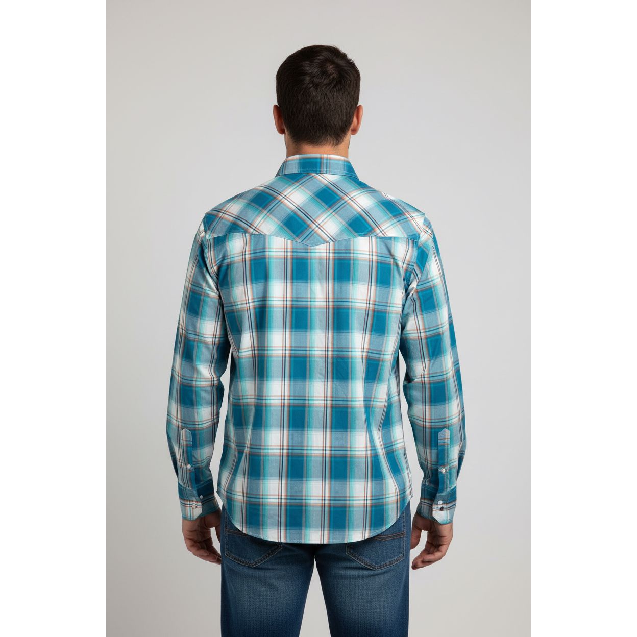 Roper Men’s Snap Shirt, Blue Plaid, Long Sleave, Turquoise 03-01-278-3021 & 03-01-778-3021