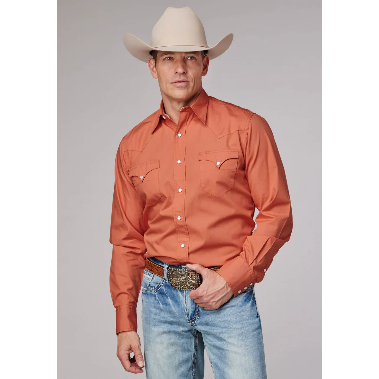 Roper Men’s Western Shirt - Long Sleeve Poplin Snap