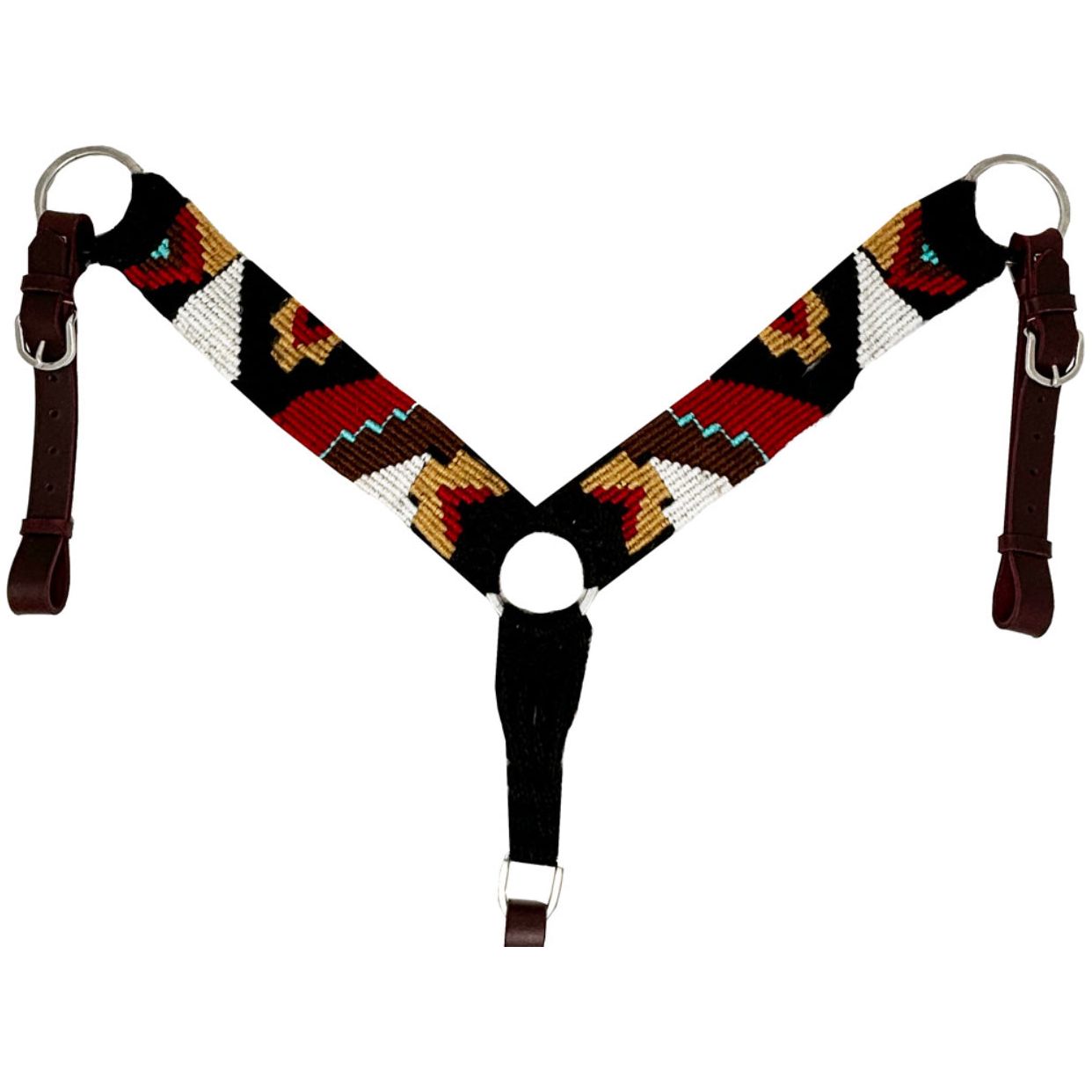 Rugged Ride Mohair Breast Collar With Stainless Steel Hardware - Brown/Mint/Red