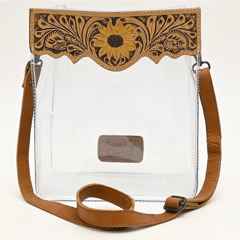 American Darling Clear Tooled Sunflower Crossbody/Handbag ADBGZ725