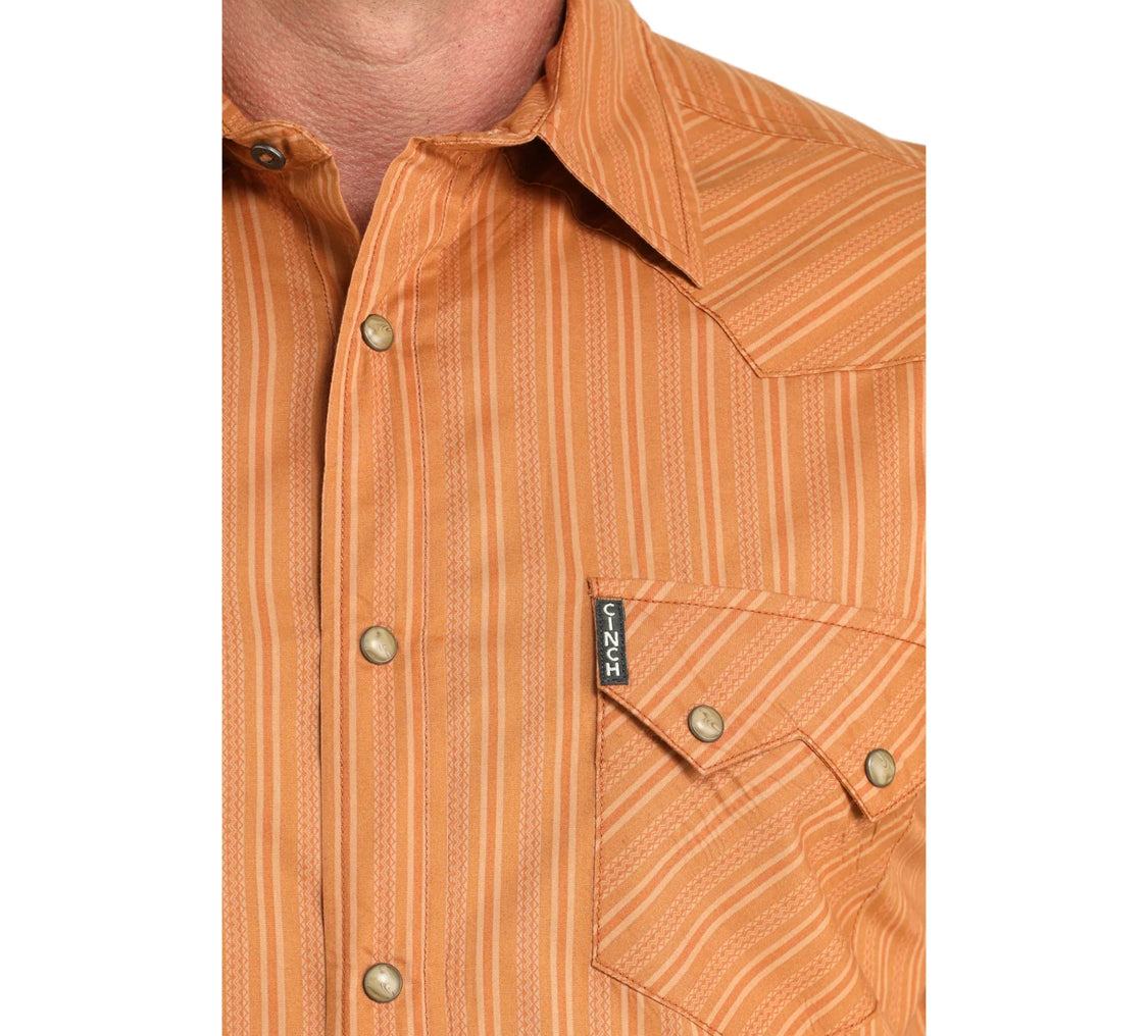 Cinch Men's Brown Western Modern Stripe Snap Shirt MTW1301087
