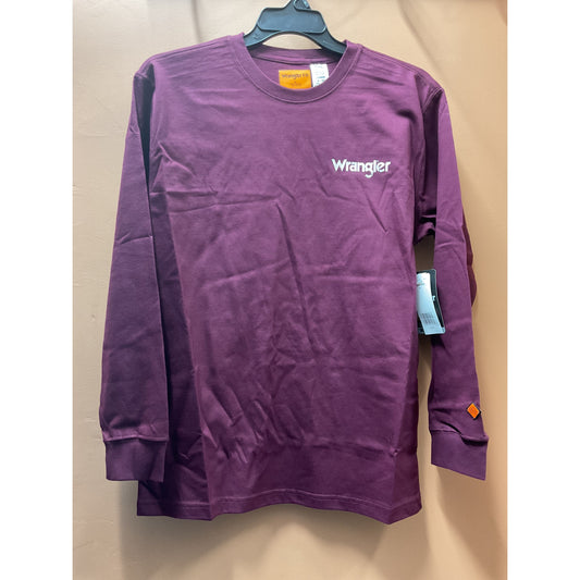 WRANGLER® FR FLAME-RESISTANT, Long Sleeve Tee Work Shirt, Maroon 112366290