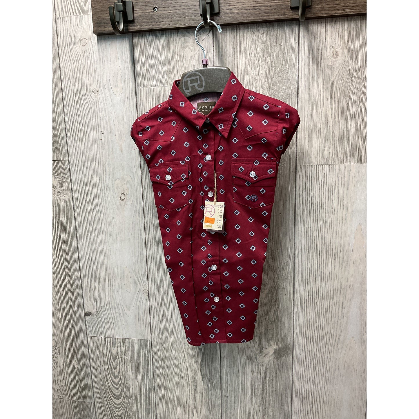 Roper Girl's Western Shirt - Long Sleeve, Snap, Lucky Red 03-80-325-4038