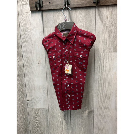 Roper Girl's Western Shirt - Long Sleeve, Snap, Lucky Red 03-80-325-4038