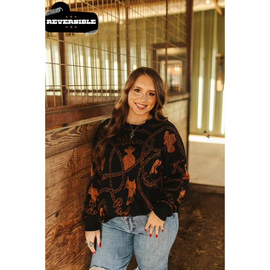 COPPER COWBOY LADIES SWEATER REVERSIBLE