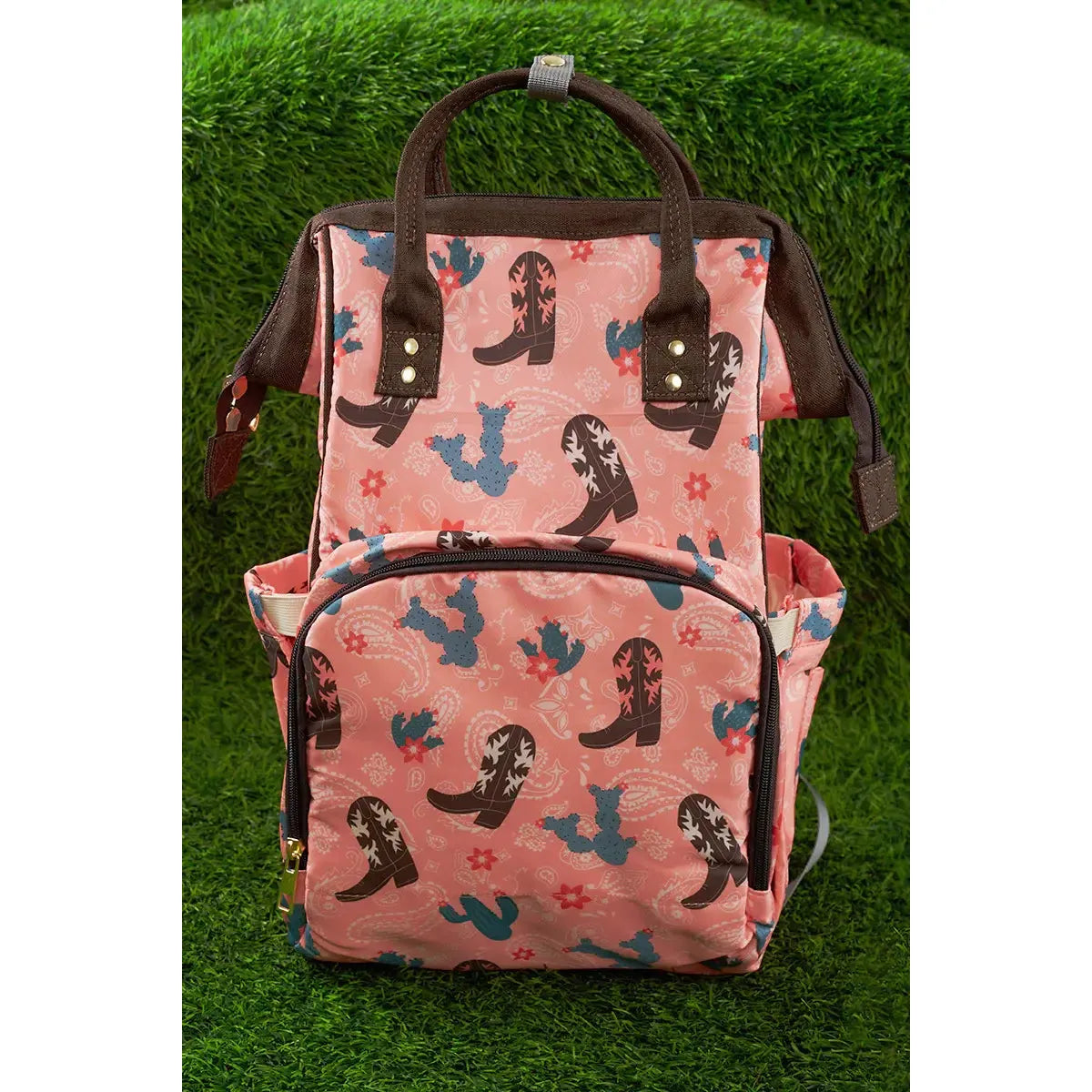 Kids Charm Online - Western Boots & Cactus Printed Diaper Bag