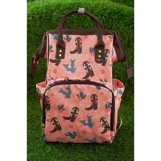 Kids Charm Online - Western Boots & Cactus Printed Diaper Bag