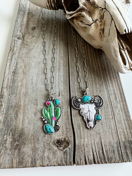 Western Pendant Necklace - Cactus | Steer 