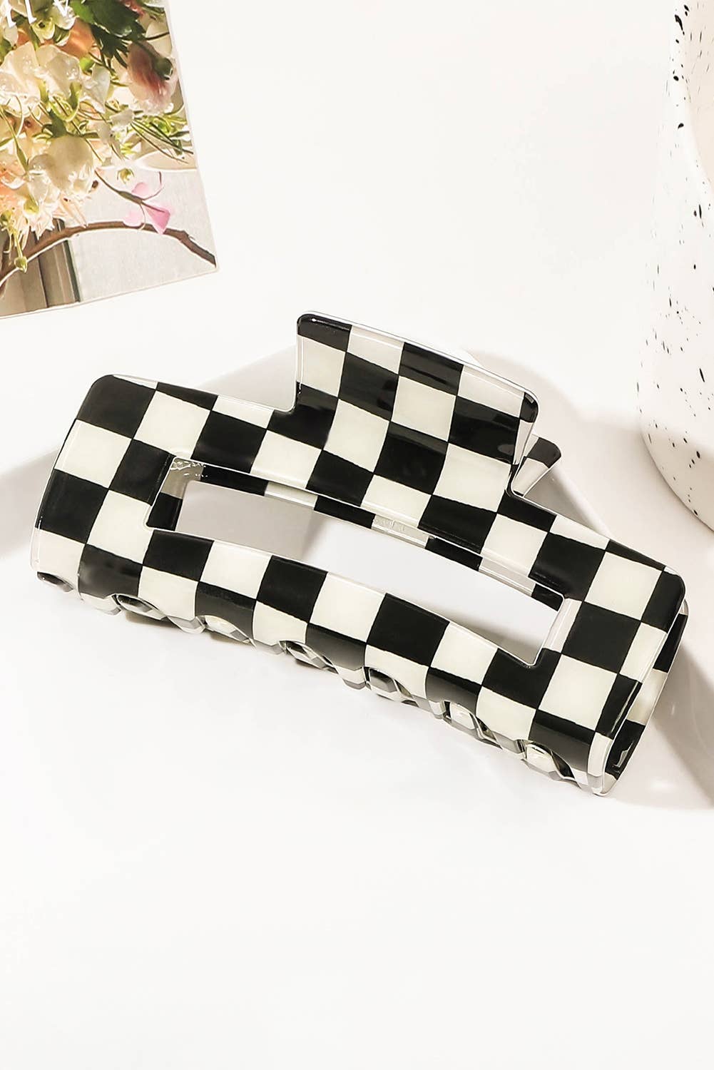 Checkered Print * Hollow Out Hair Clip