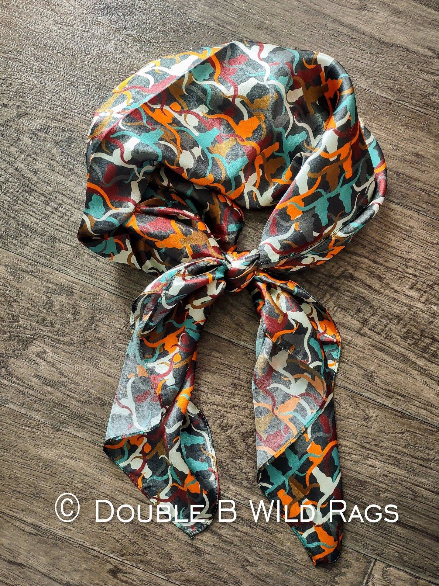 Wild Rag 100% SILK Southwest Longhorn Cattle Camo Cowboy Western Neck Scarf Bandanna by Double B Wild Rags