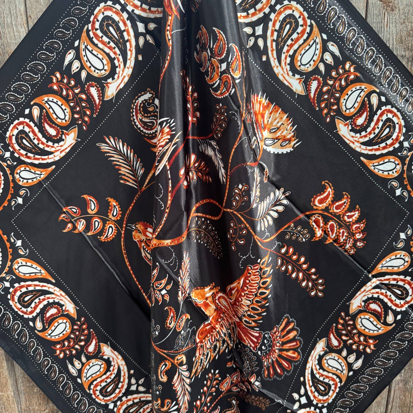 Black and Orange Floral Wild Rag - Western Scarf