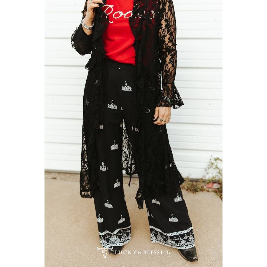 Black Ruffle Vintage Front Tie Duster