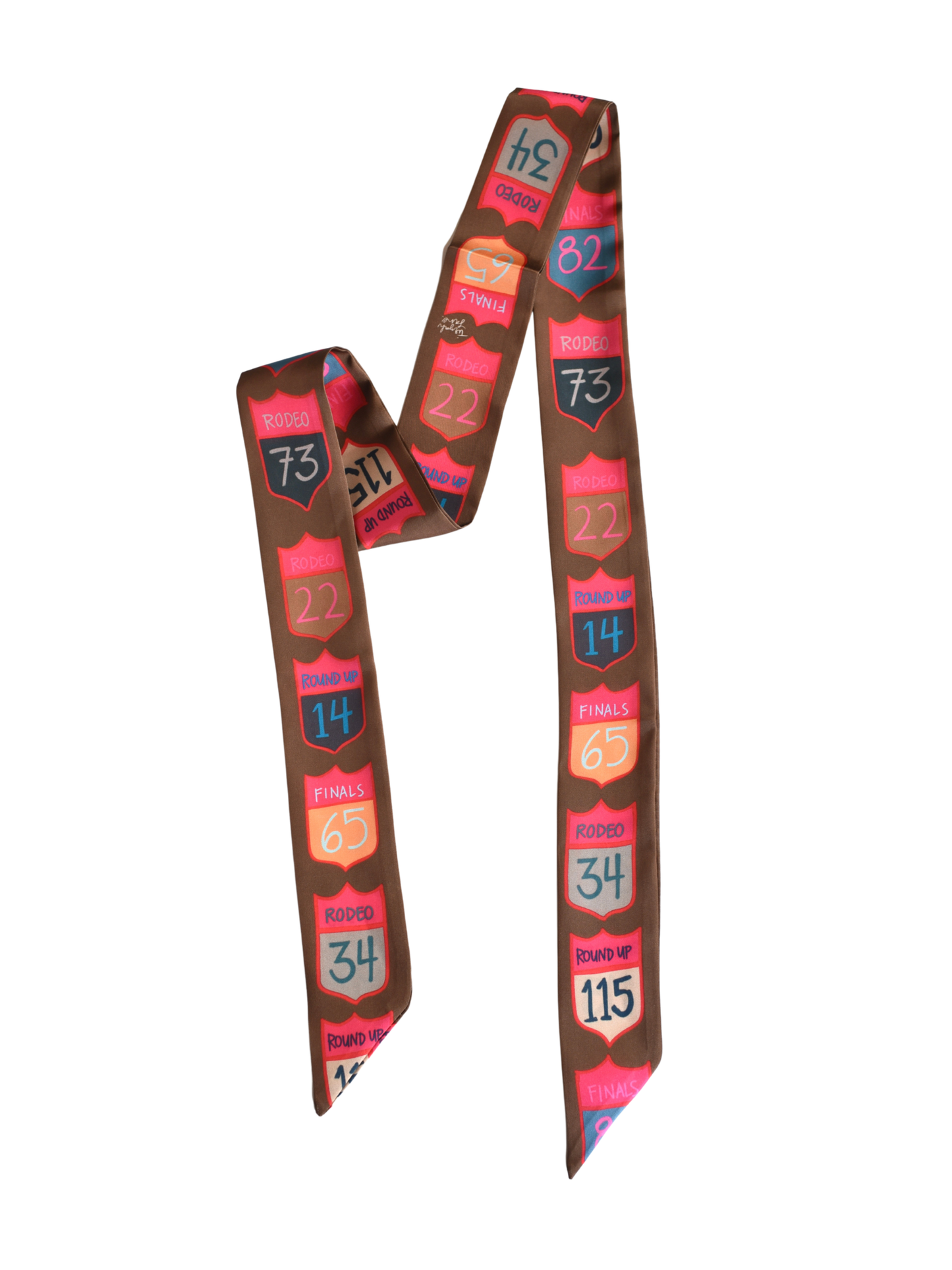Rodeo Back Numbers Western Twilly Scarf: Cowgirl Rodeo Satin Chiffon Silk Style Scarf