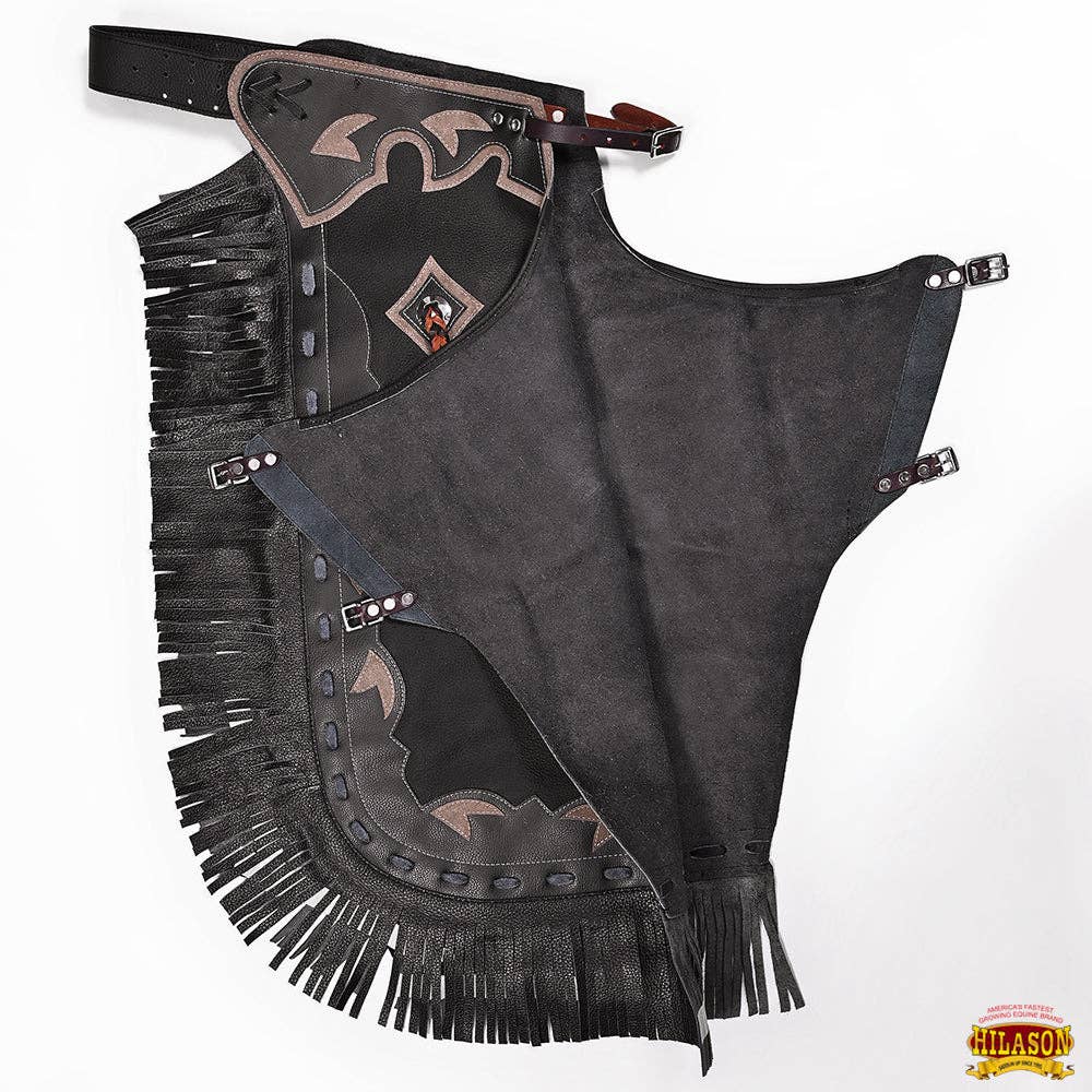 HILASON Adult Pro Rodeo Bronc Bull-Riding Genuine Leather Chinks | Handmade Chaps Western Riding for Adults Hand Tooled