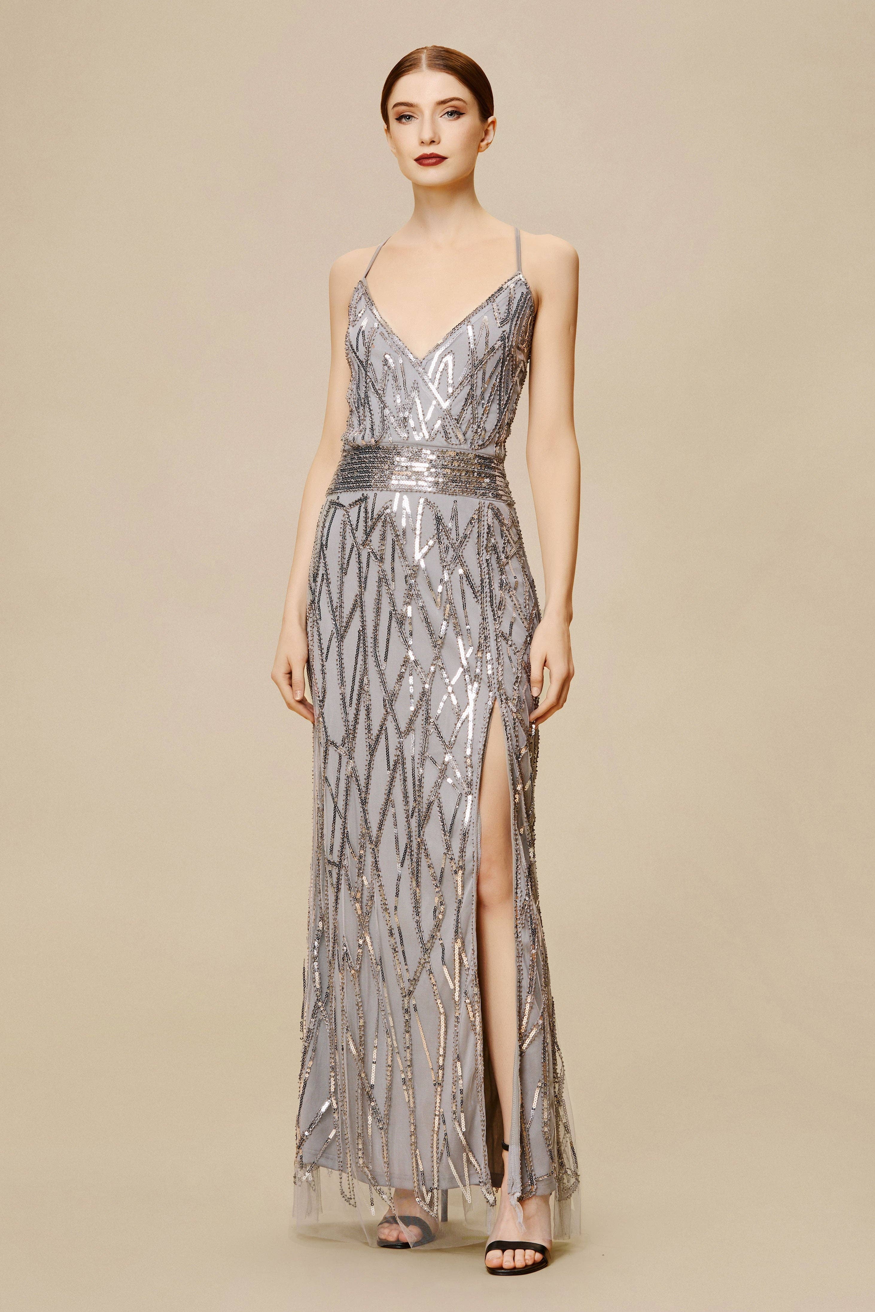 Suspender High Slit Maxi Cocktail Dress