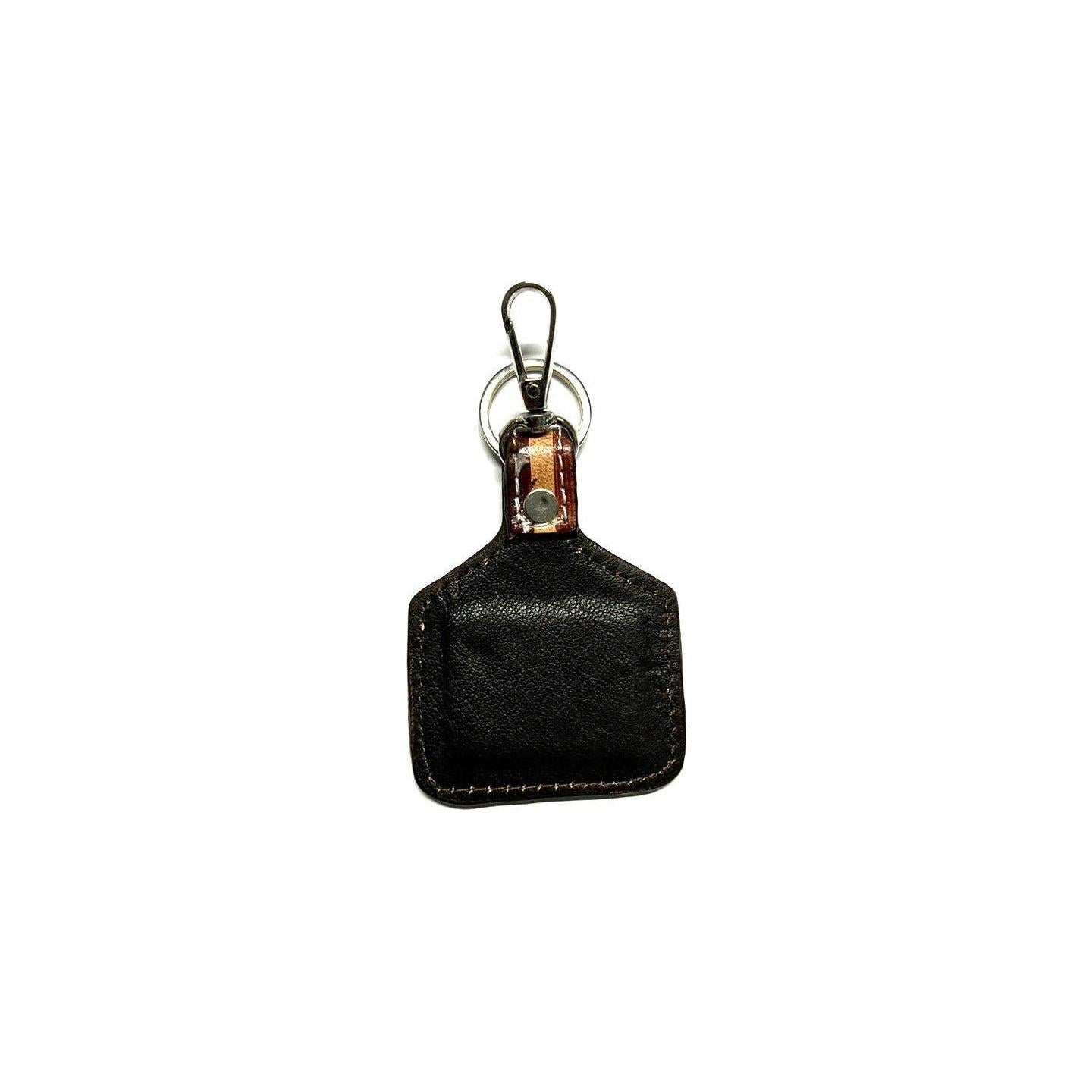 Snowing West - WESTERN DONKEY PRINT GENUINE LEATHER CATTLE TAG KEY CHAIN